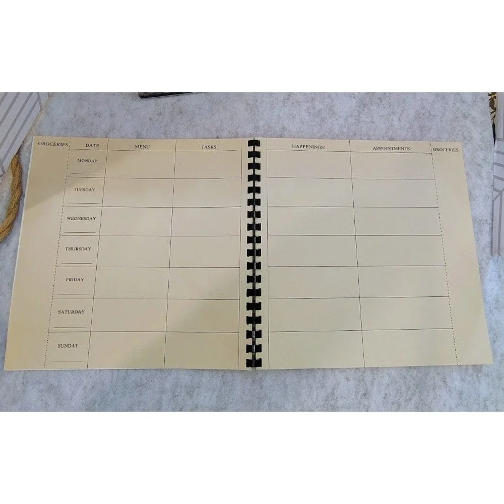 Vintage Remembrancer Weekly Planner Spiral Undated Organizer Cream Minimalist